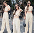 YUNAKA Linen Hot Crop Set